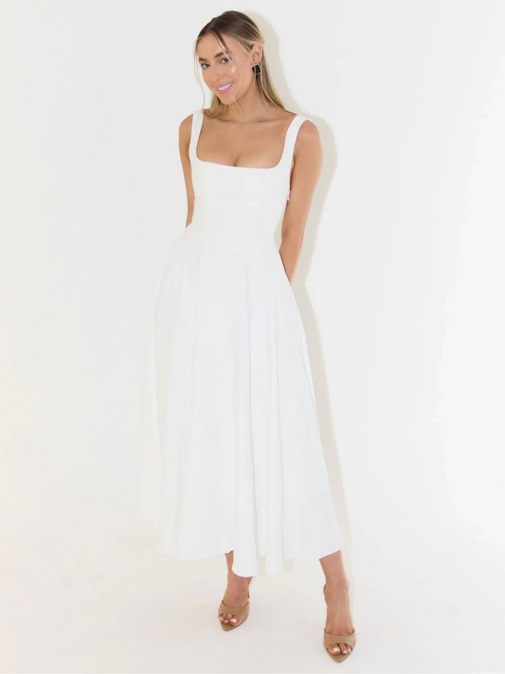 Aspen | Women's Sleeveless Square Neck A-Line Midi Dress - Sage - Image 16