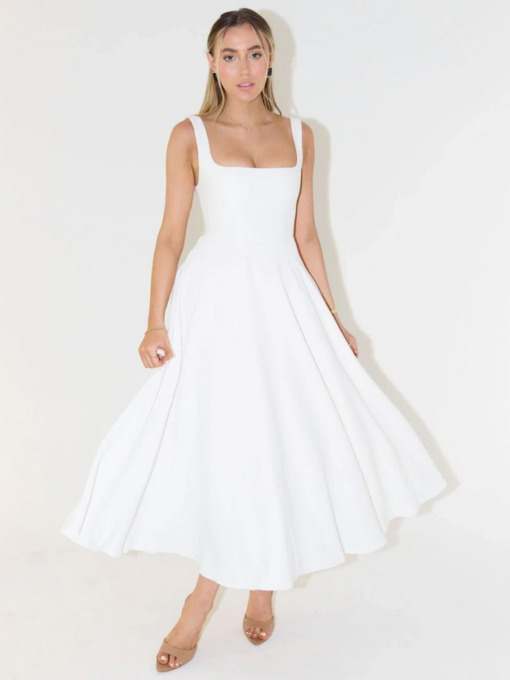 Aspen | Women's Sleeveless Square Neck A-Line Midi Dress - Sage - Image 17