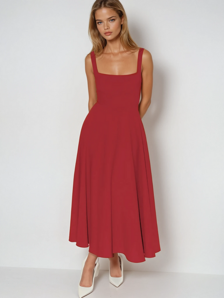 Aspen | Women's Sleeveless Square Neck A-Line Midi Dress - Sage - Image 20