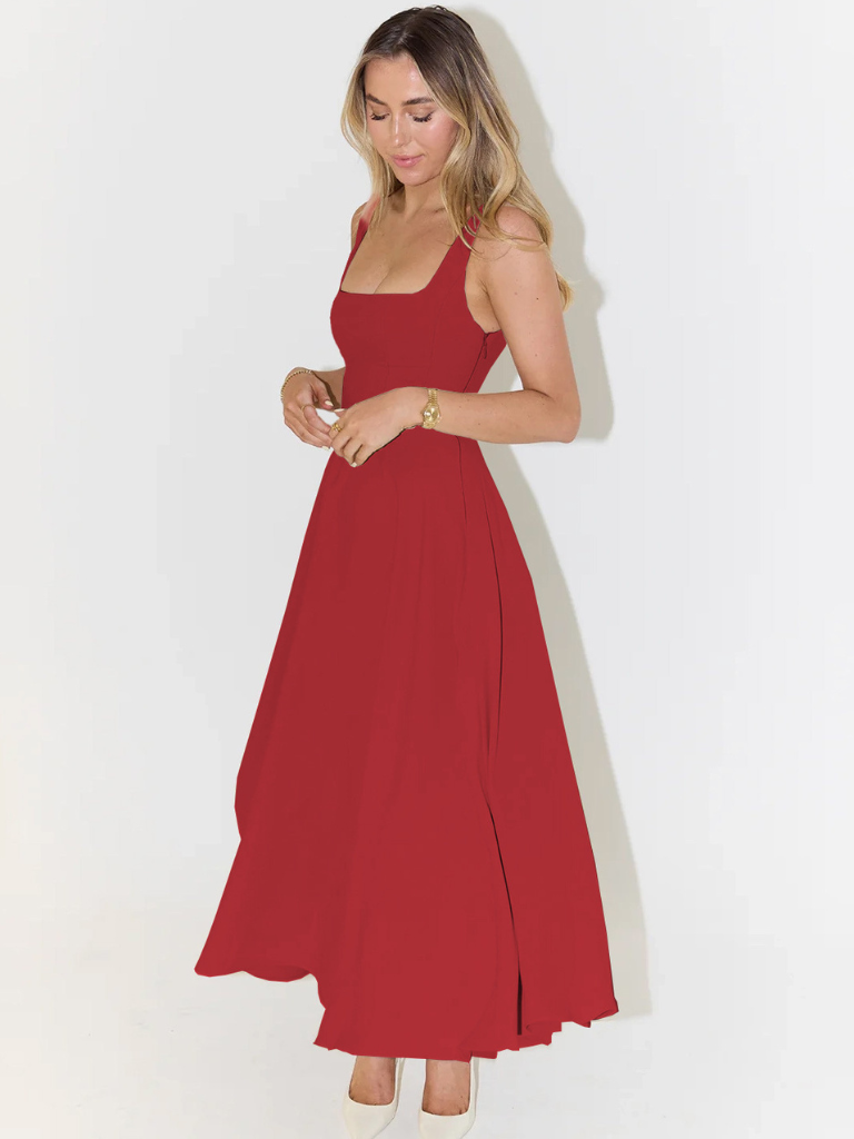 Aspen | Women's Sleeveless Square Neck A-Line Midi Dress - Sage - Image 23