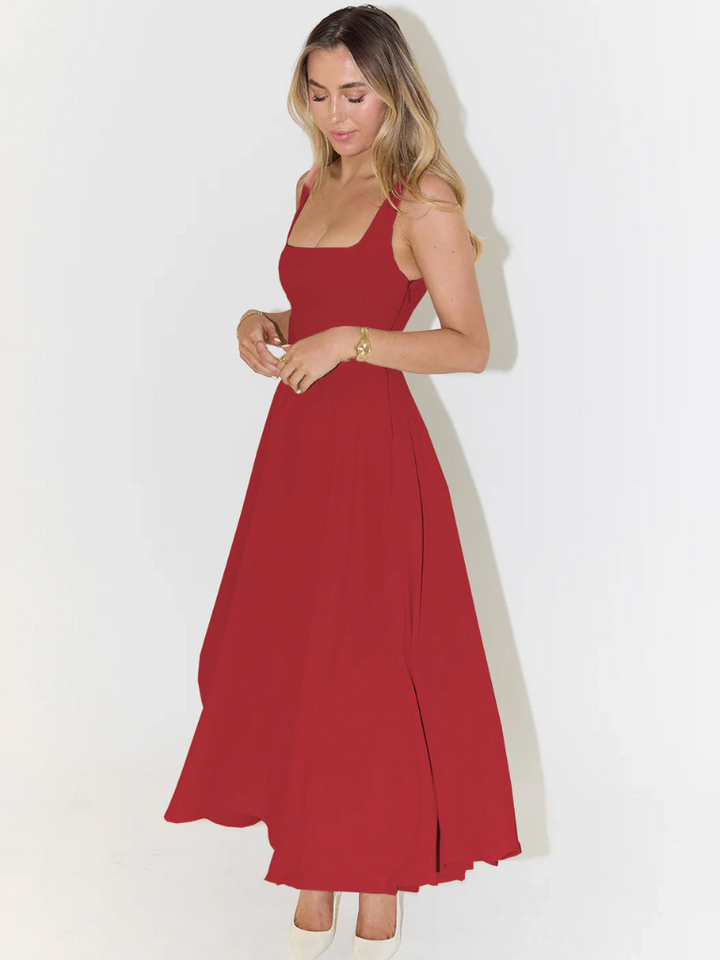 Aspen | Women's Sleeveless Square Neck A-Line Midi Dress - Sage - Image 23