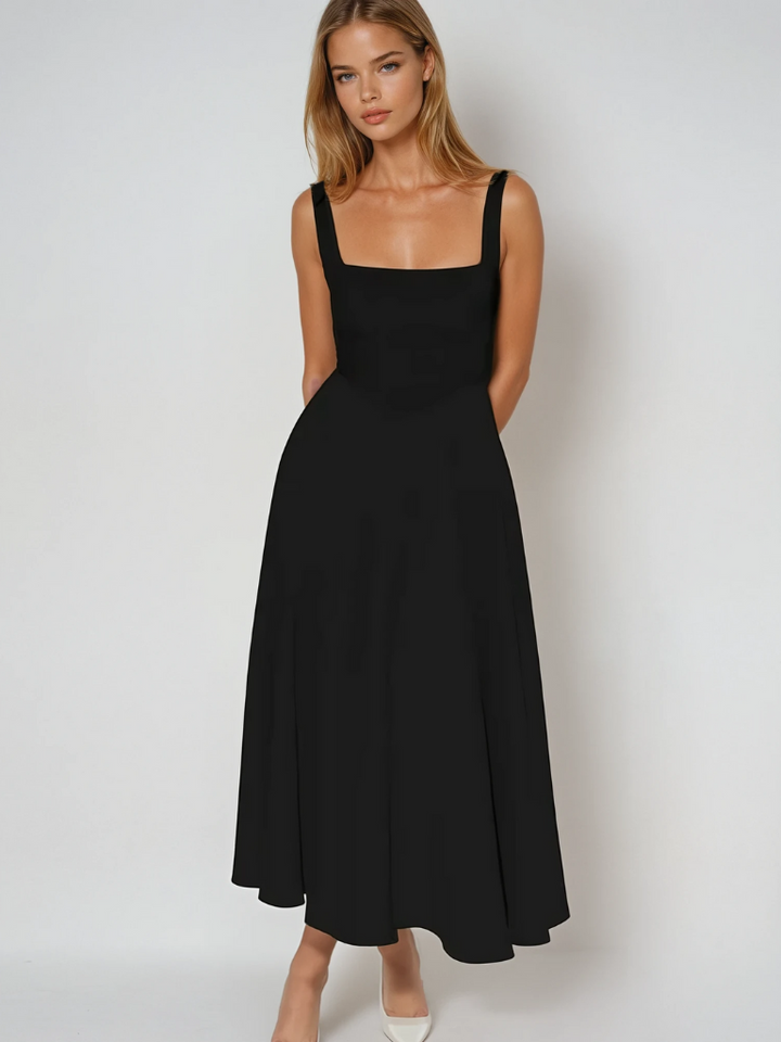 Aspen | Women's Sleeveless Square Neck A-Line Midi Dress - Sage - Image 4