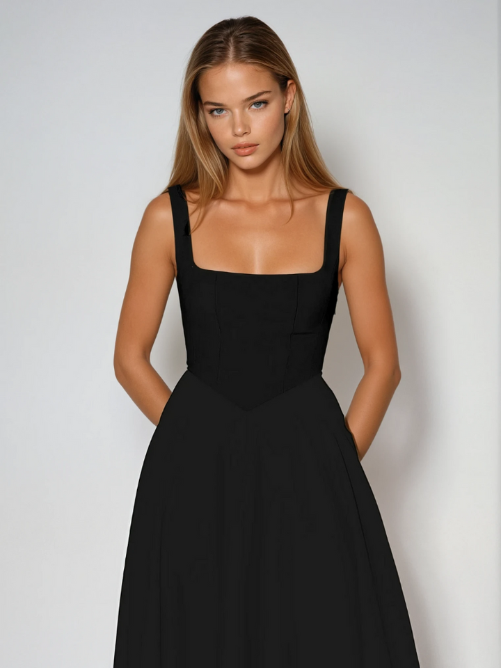 Aspen | Women's Sleeveless Square Neck A-Line Midi Dress - Sage - Image 5