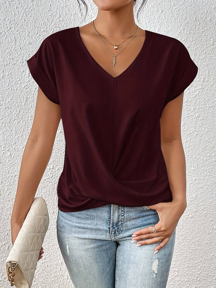 Aspen | Women's V-Neck Short Sleeve Top - Black - Image 3