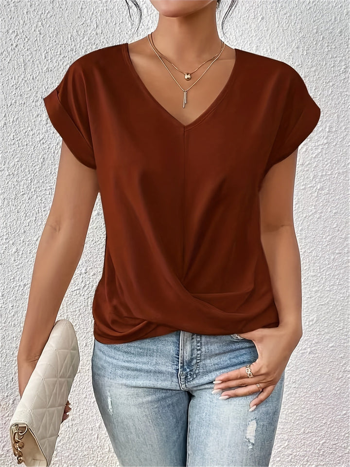 Aspen | Women's V-Neck Short Sleeve Top - Black - Image 7