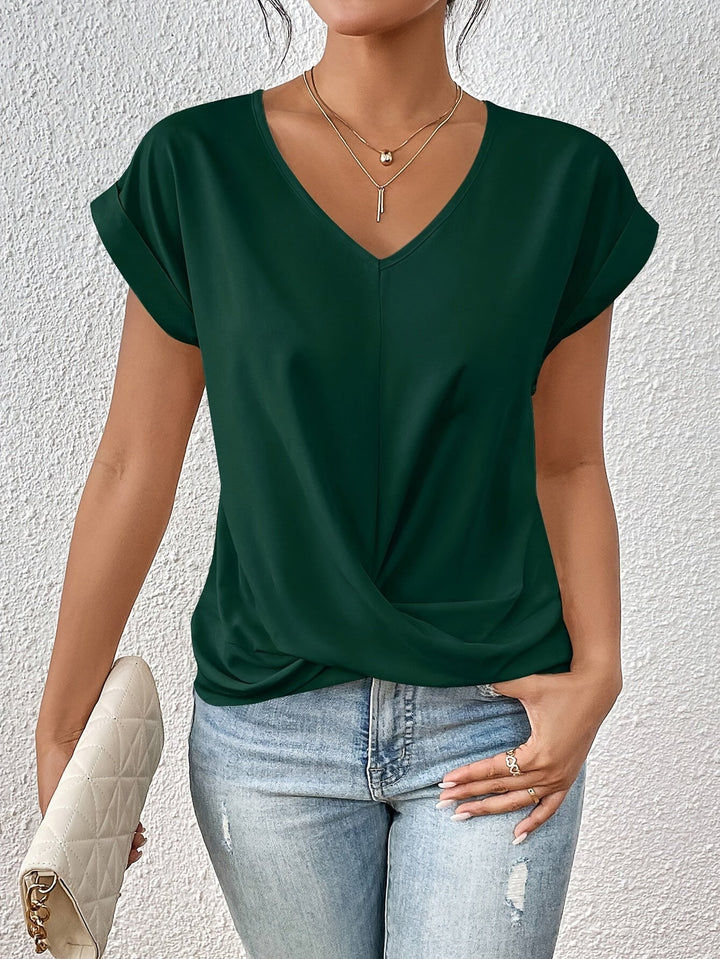 Aspen | Women's V-Neck Short Sleeve Top - Black - Image 8