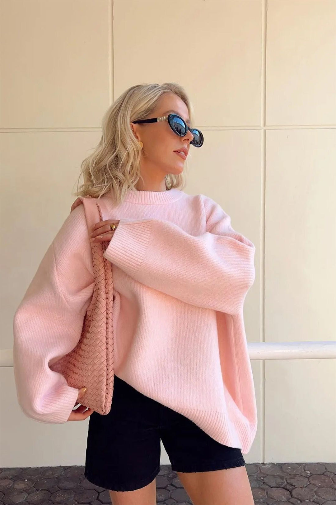 Astoria | Women's Oversized Crew Neck Long Sleeve Sweater - Pink - Image 5