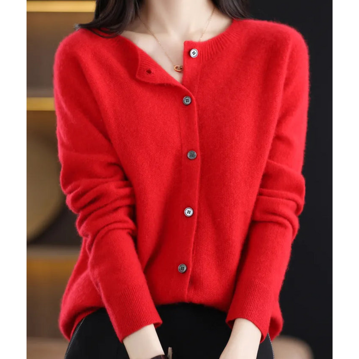 Astrid | Women's Button Front Long Sleeve Cardigan - Pink - Image 6