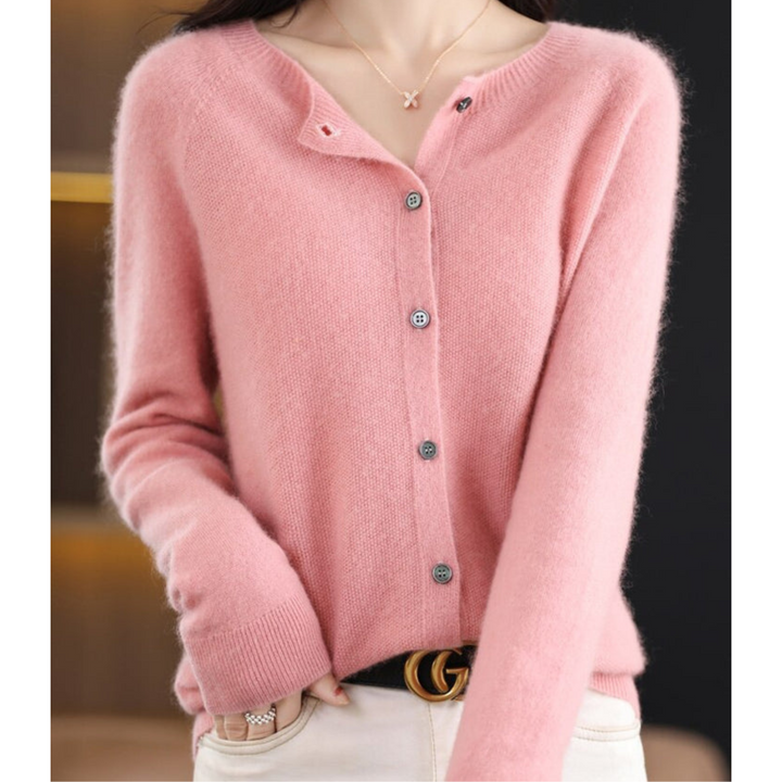 Astrid | Women's Button Front Long Sleeve Cardigan - Pink - Image 8