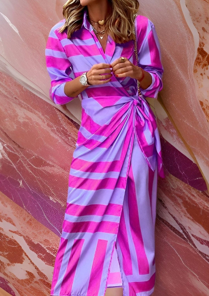 Astrid | Women's Geometric Print Wrap Midi Dress - Image 12