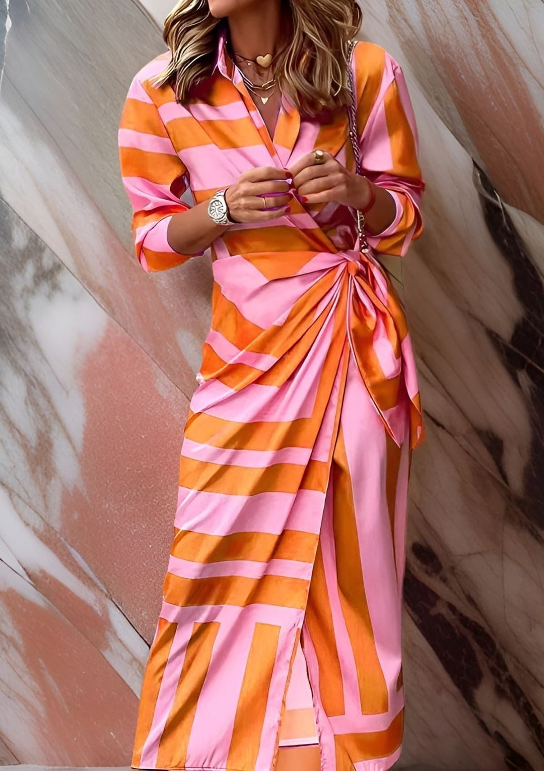 Astrid | Women's Geometric Print Wrap Midi Dress - Image 2