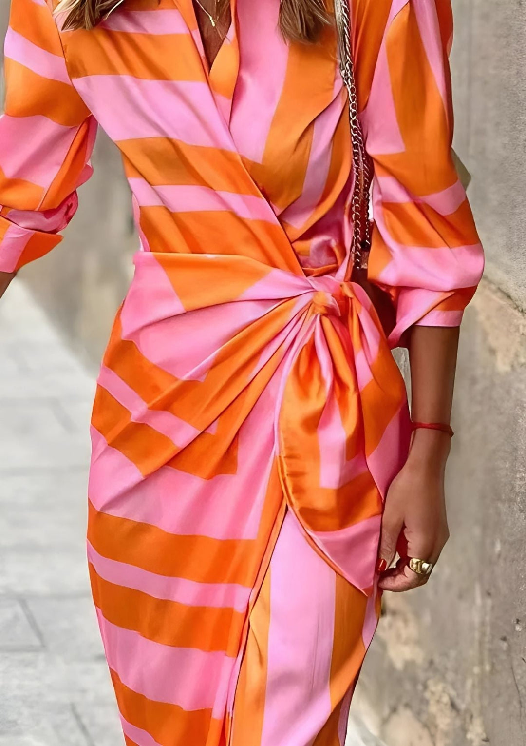 Astrid | Women's Geometric Print Wrap Midi Dress - Image 6