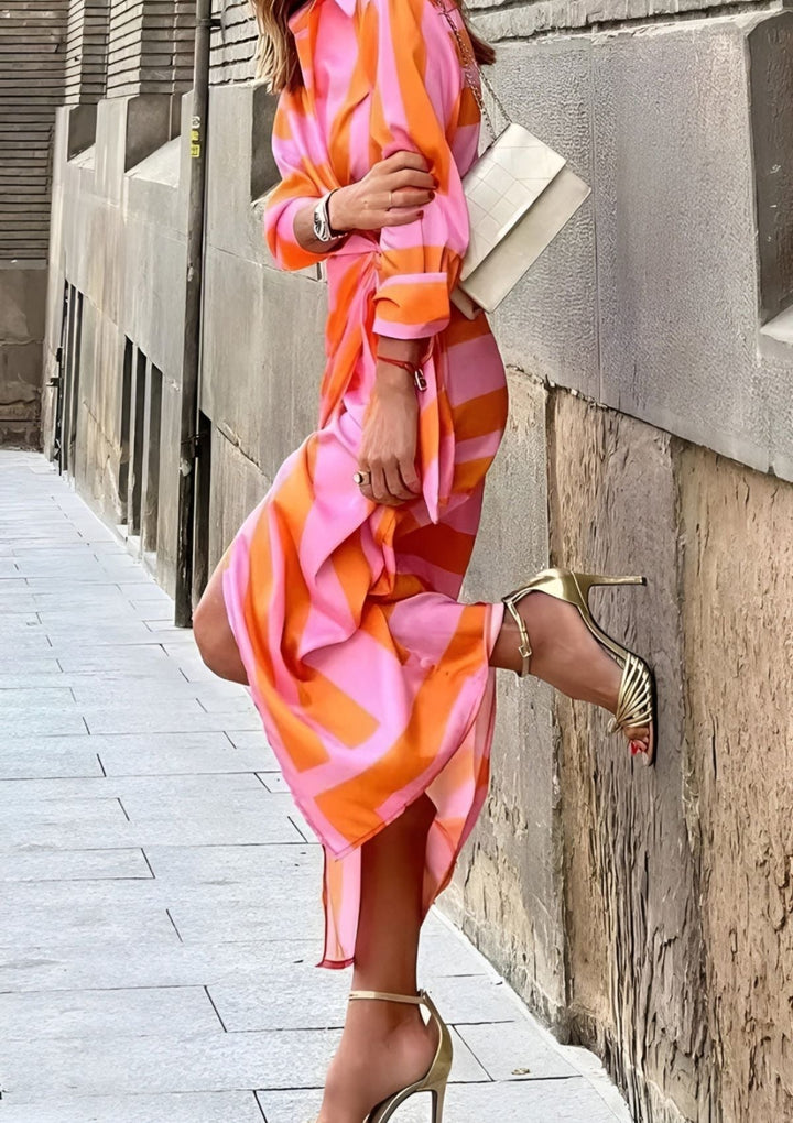 Astrid | Women's Geometric Print Wrap Midi Dress - Image 7