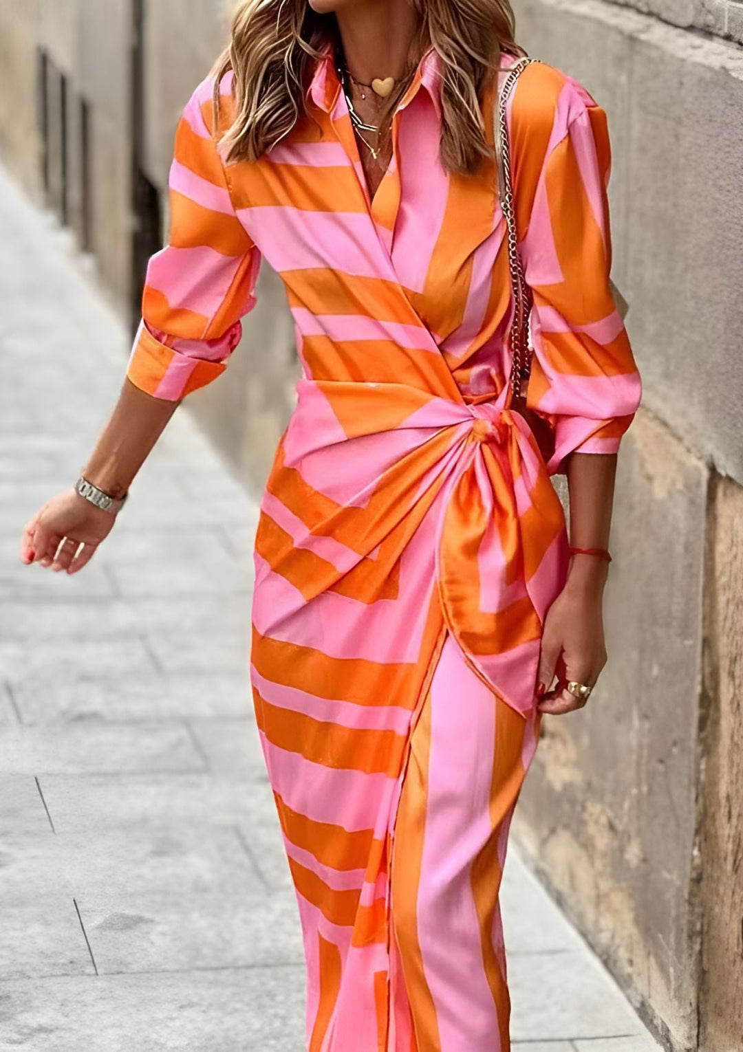 Astrid | Women's Geometric Print Wrap Midi Dress - Image 8