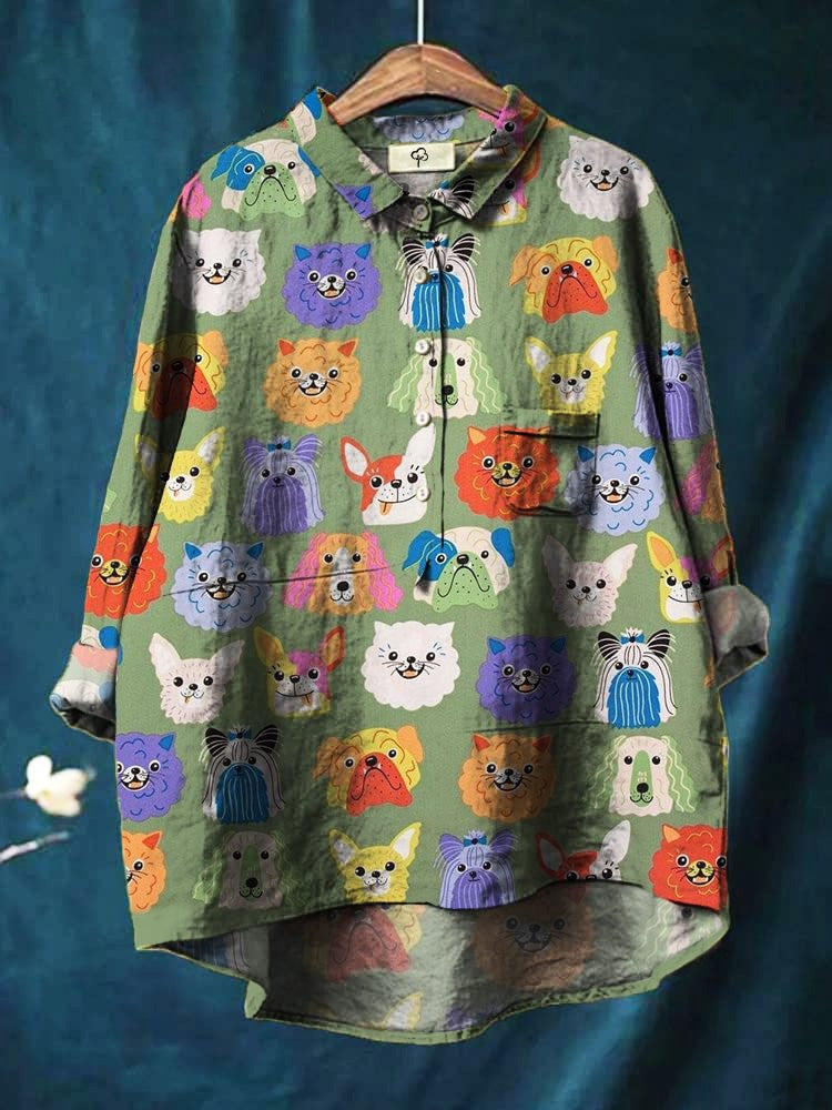 Astrid | Women's Novelty Dog Print Long Sleeve Blouse - Image 4