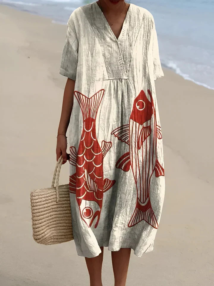 Astrid | Women's Printed Long Sleeve Midi Dress - Image 3