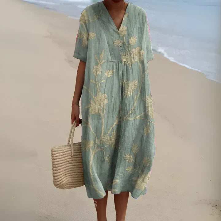 Astrid | Women's Printed Long Sleeve Midi Dress - Image 4