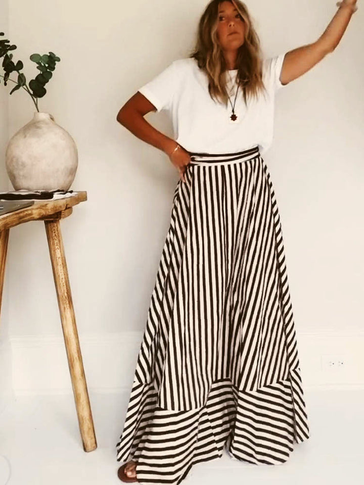 Astrid | Women's Strapless Striped Maxi Dress - Striped - Image 2