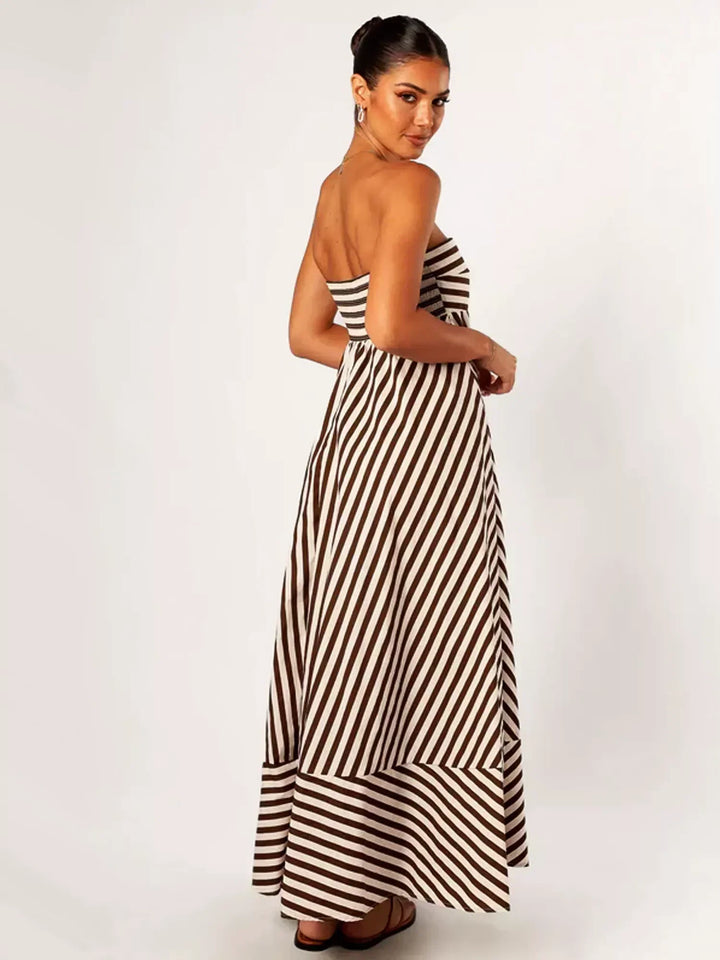 Astrid | Women's Strapless Striped Maxi Dress - Striped - Image 4