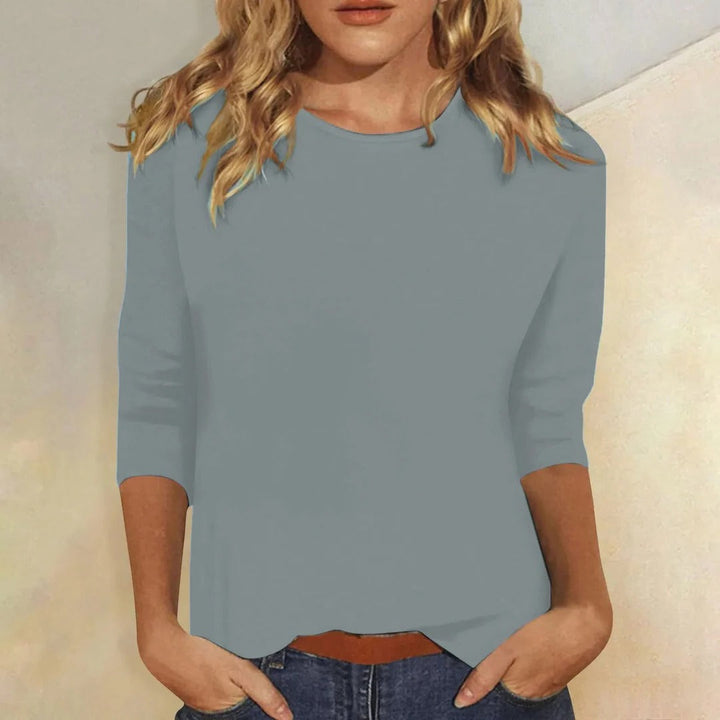 Aswyn | Women's Crew Neck 3/4 Sleeve Casual Top - Pink - Image 4