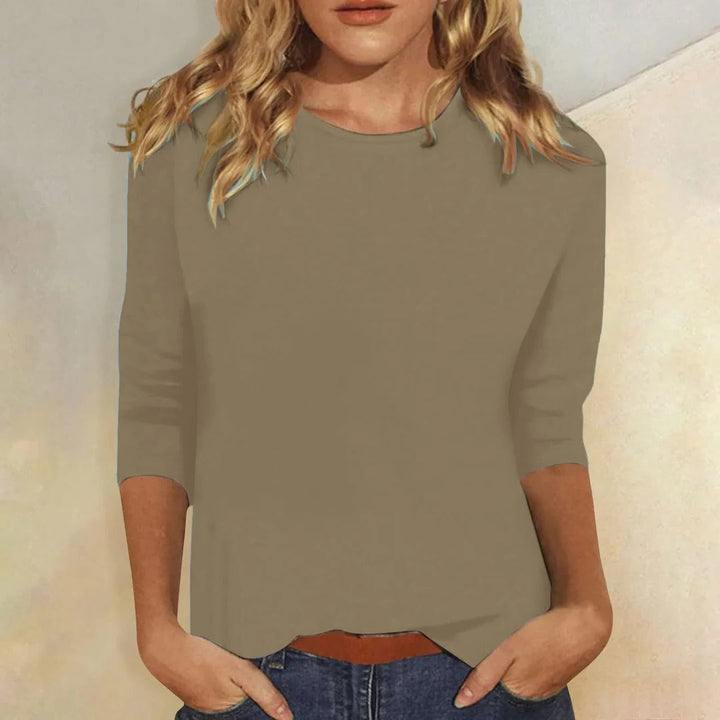Aswyn | Women's Crew Neck 3/4 Sleeve Casual Top - Pink - Image 7