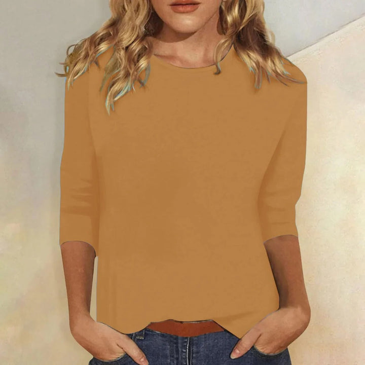 Aswyn | Women's Crew Neck 3/4 Sleeve Casual Top - Pink - Image 9
