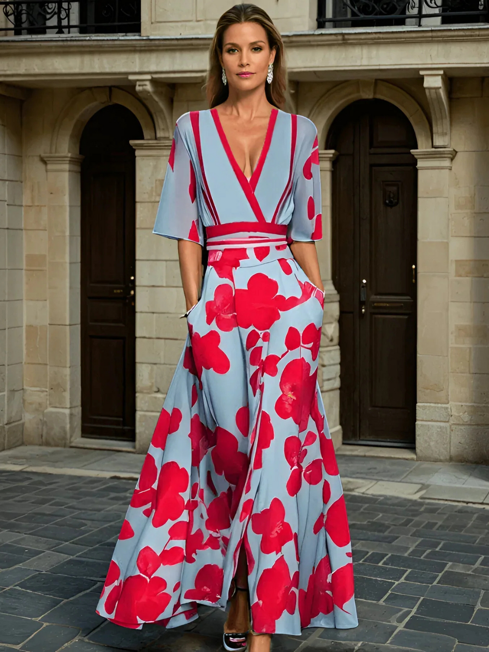 Aswyn | Women's Floral Maxi Dress with V-Neck - Image 2