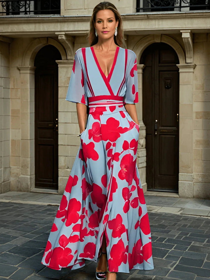 Aswyn | Women's Floral Maxi Dress with V-Neck - Image 2