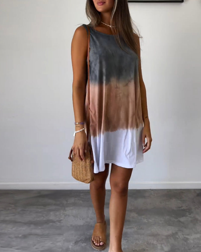 Aswyn | Women's Gradient Tie Dye Sleeveless Mini Dress - Tie Dye - Image 4
