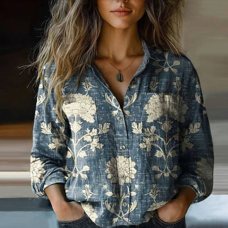 Aswyn | Women's Paisley Print Long Sleeve Shirt - Red - Image 3