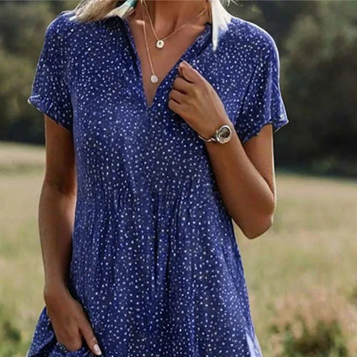 Aswyn | Women's Printed V-Neck Midi Dress - Navy - Image 2