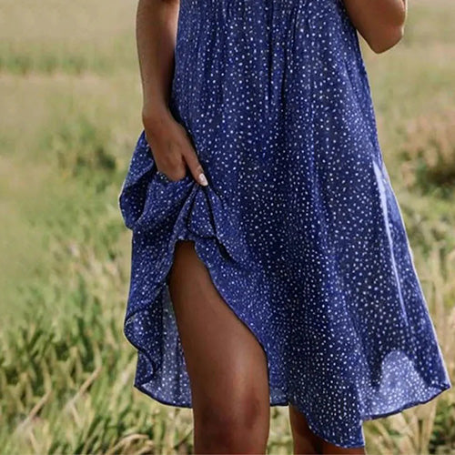 Aswyn | Women's Printed V-Neck Midi Dress - Navy - Image 3