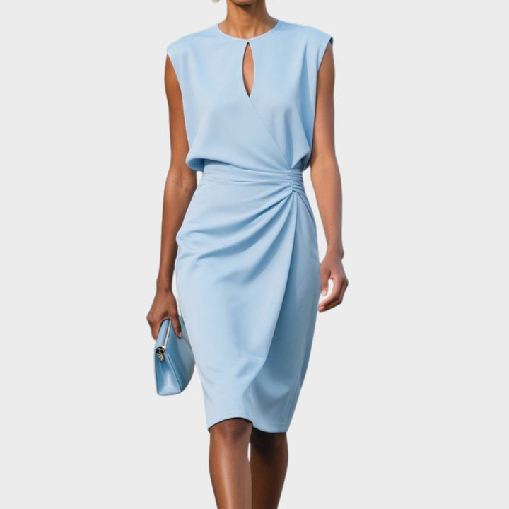 Aswyn | Women's Sleeveless Ruched Midi Dress - Light Blue - Image 1