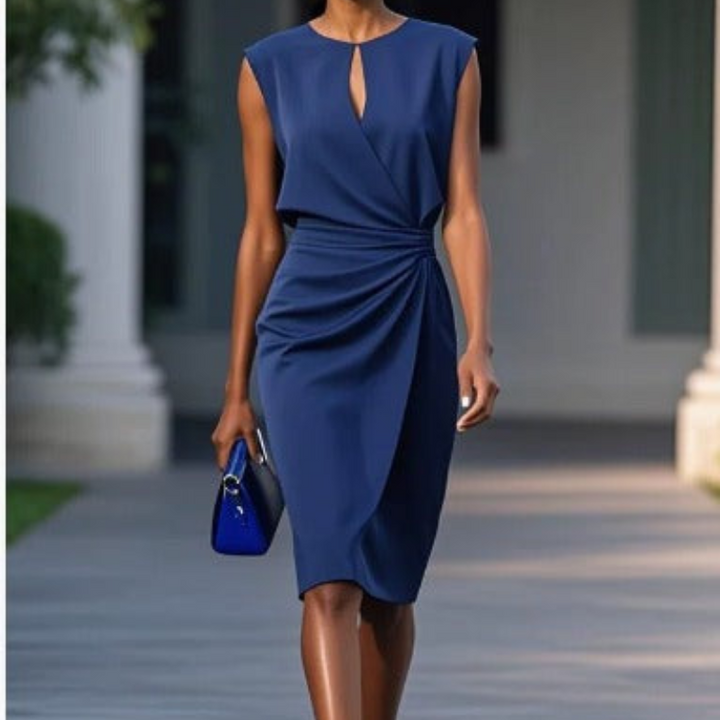 Aswyn | Women's Sleeveless Ruched Midi Dress - Light Blue - Image 2