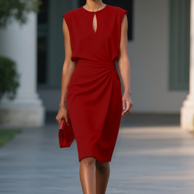 Aswyn | Women's Sleeveless Ruched Midi Dress - Light Blue - Image 9