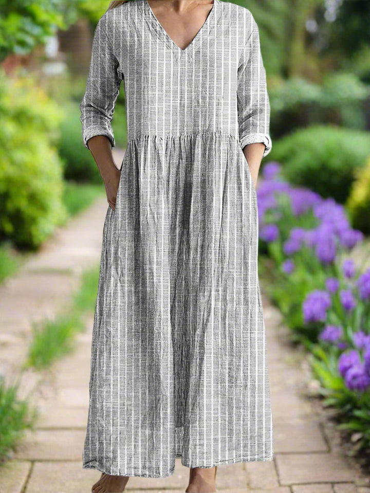Aswyn | Women's Striped Gathered Midi Dress - Striped - Image 3