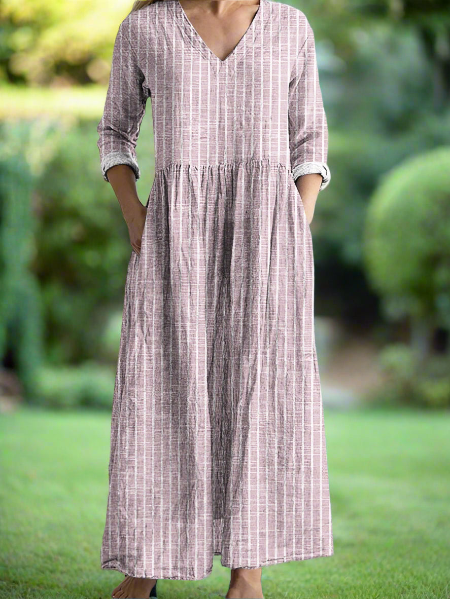 Aswyn | Women's Striped Gathered Midi Dress - Striped - Image 6