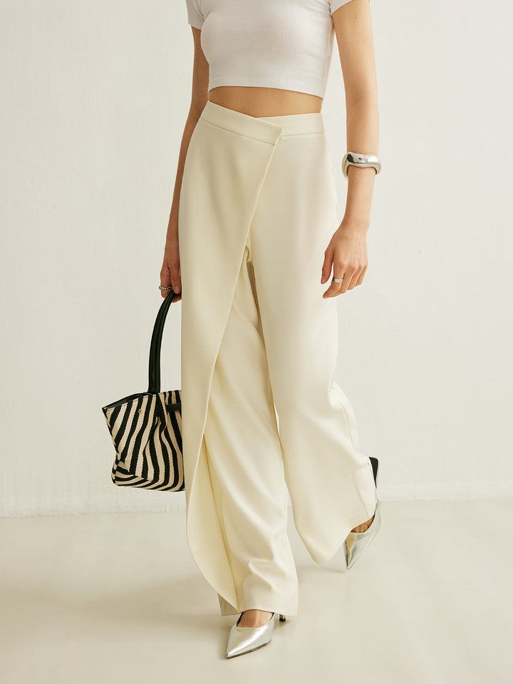 Harlow | Women's High Waist Wide Leg Trousers Asymmetric Wrap