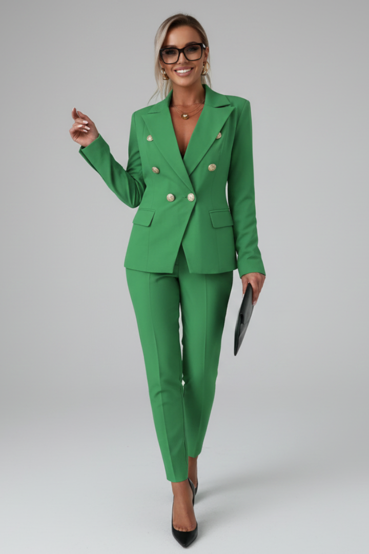Aurelia | Women's Double Breasted Blazer Set - Light Blue - Image 13