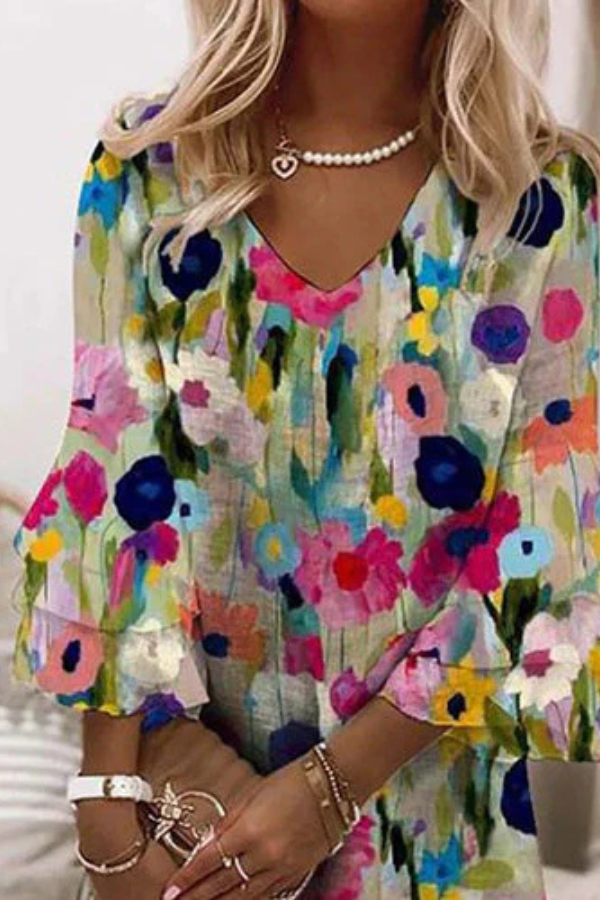 Aurelia | Women's Floral Print V-Neck Mini Dress - Image 3