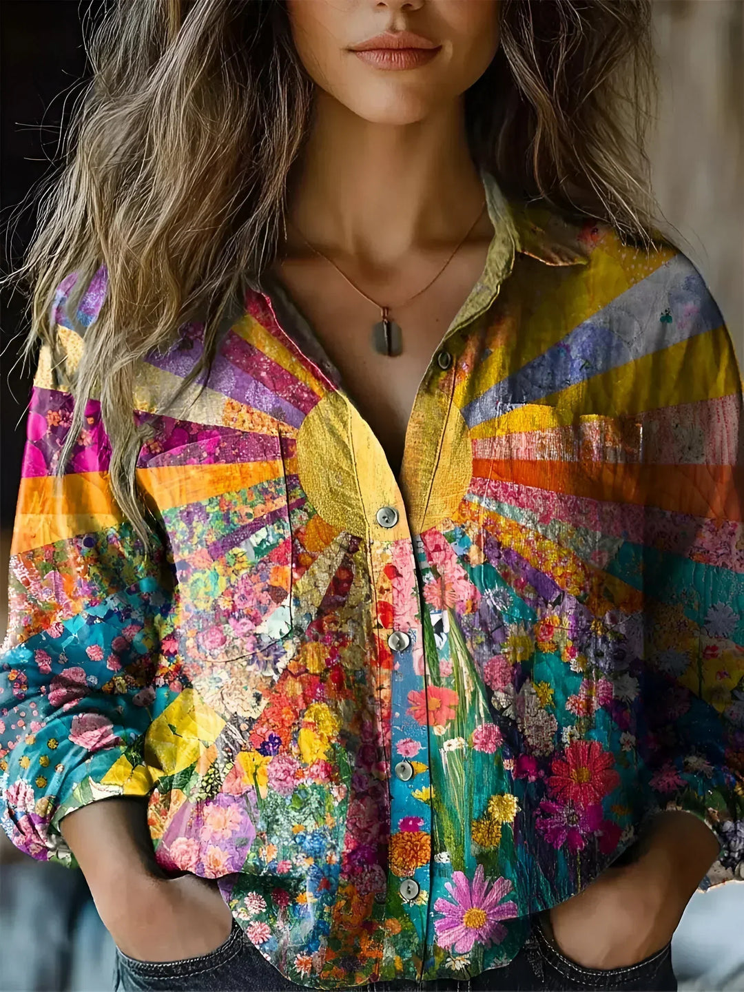 Auryn | Women's Floral Patchwork Long Sleeve Blouse - Image 1