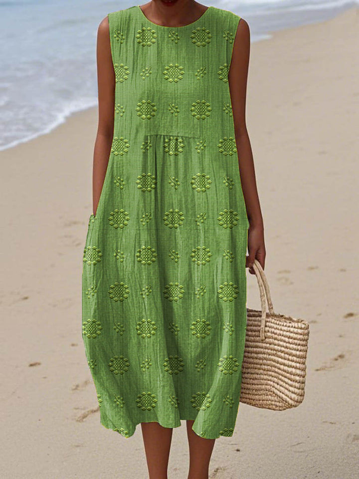 Avonlea | Women's Sleeveless Midi Dress with Pockets - Green - Image 1