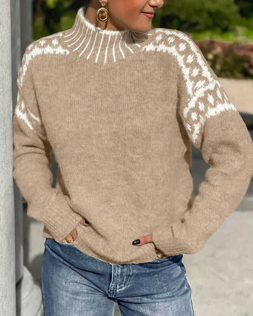 Azalea | Women's Mock Neck Long Sleeve Sweater - Grey - Image 6