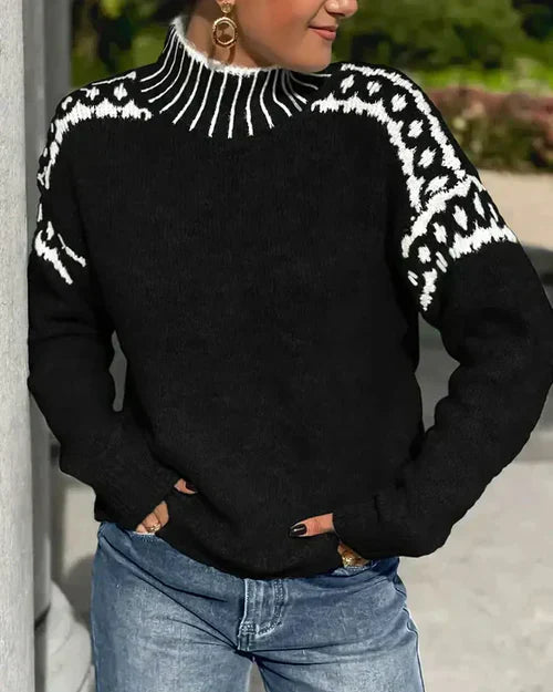 Azalea | Women's Mock Neck Long Sleeve Sweater - Grey - Image 7