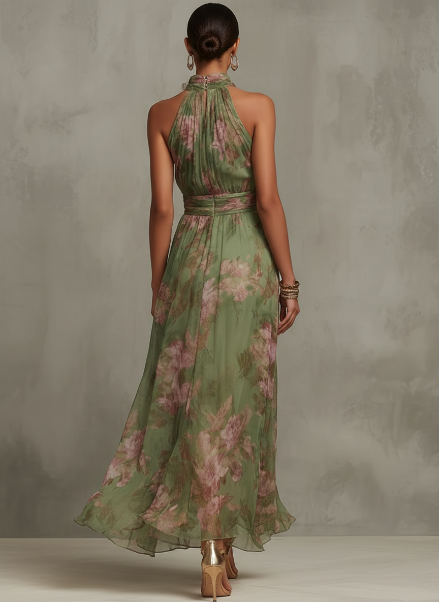 Azura | Women's Floral Halter Neck Maxi Dress - Floral - Image 2