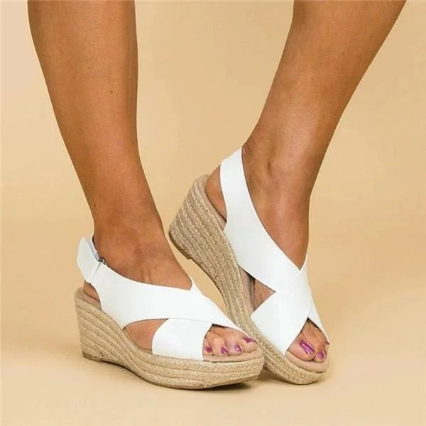 Carmen | Women's Cross Strap Espadrille Wedge Sandals Open Toe