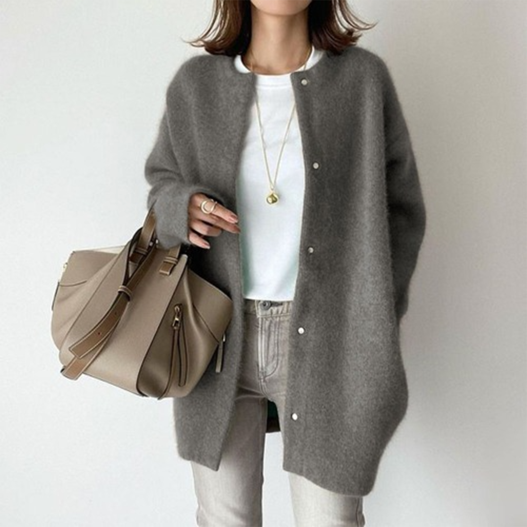 Beatrice | Women's Long Sleeve Open Front Cardigan - Beige - Image 4