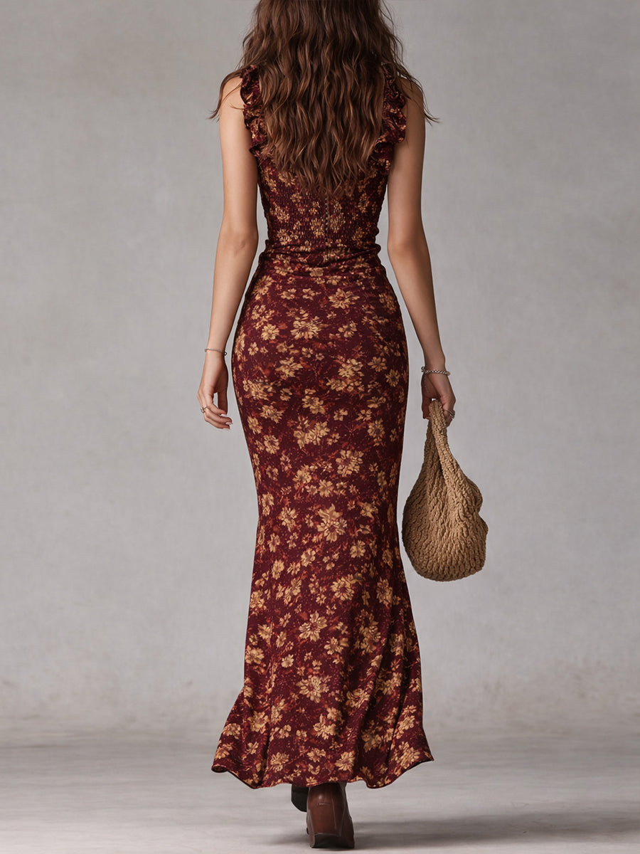 Beatriz | Women's Floral Slit Maxi Dress - Green - Image 7