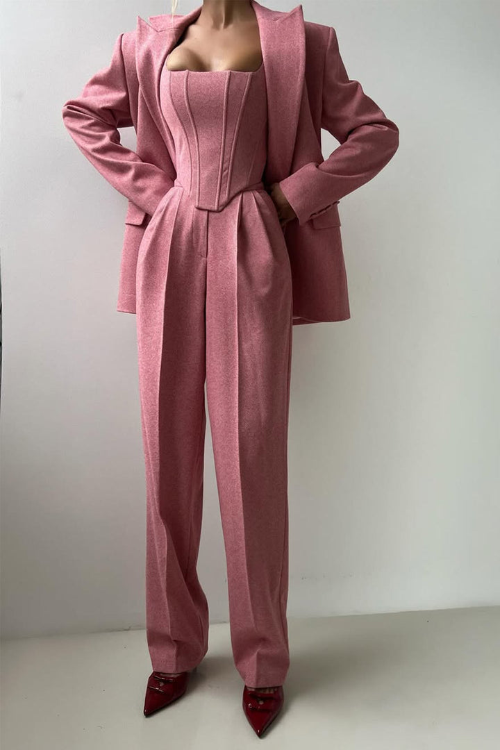 Bellamy | Women's Three Piece Herringbone Suit Set - Grey - Image 8