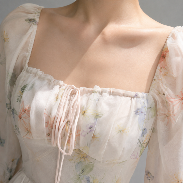 Belvaine | Women's Wedding Guest Dress Floral Midi - Cream - Image 3